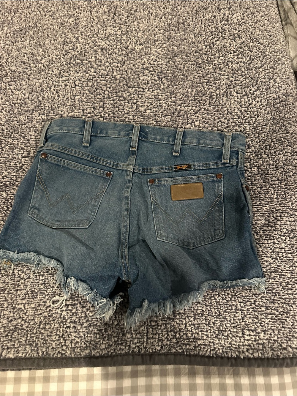 Wrangler Dark Blue Frayed Denim Cutoff Shorts